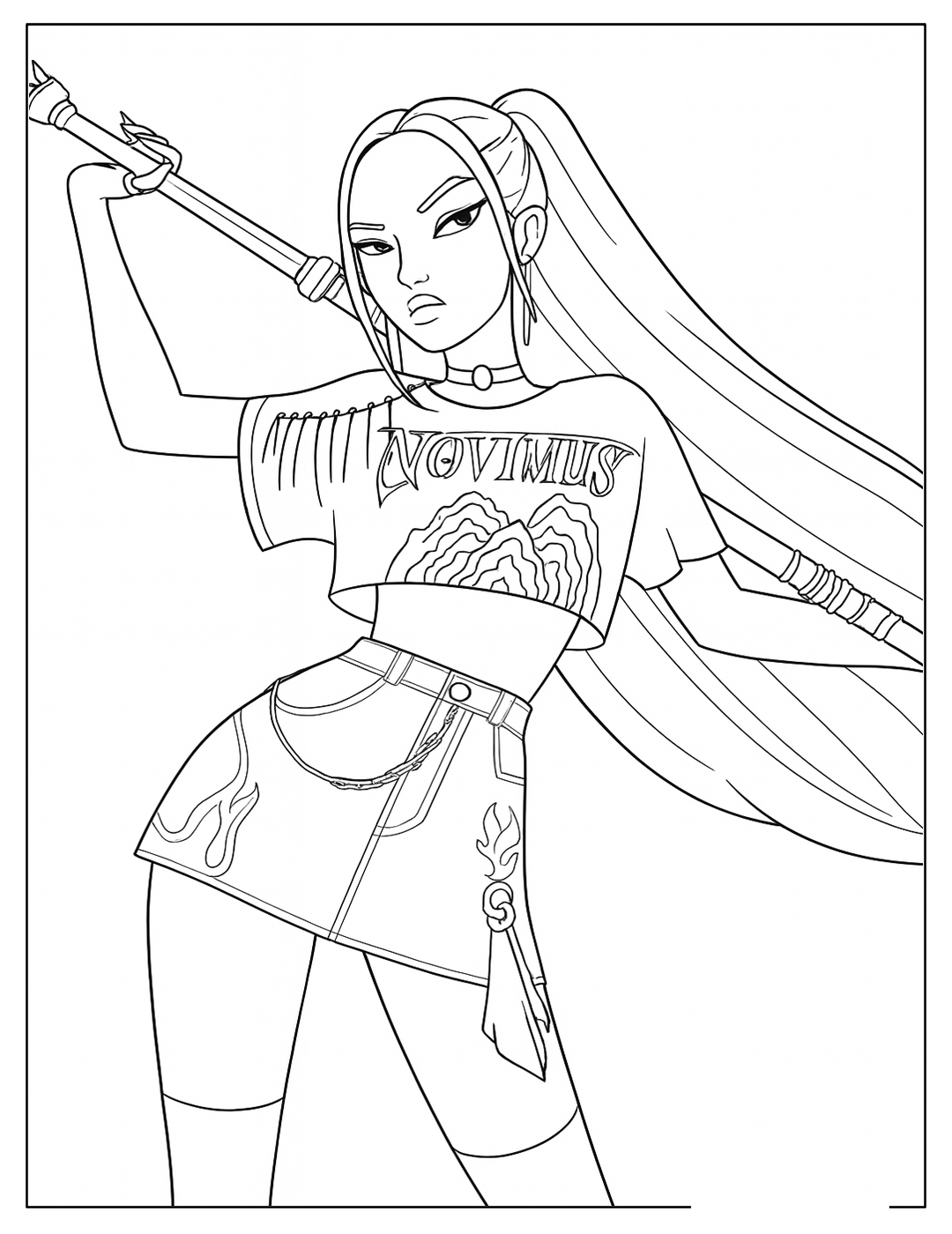 Fisa de colorat cu Mira KPop Demon Hunters 17